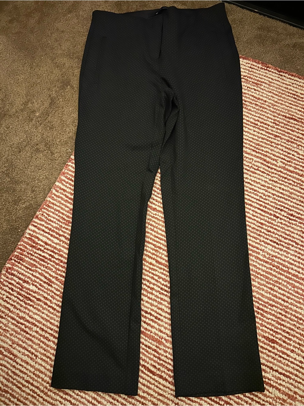Amanda & Chelsea Black Textured Straight-Leg Trousers